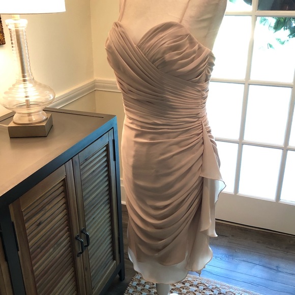 NWT! WATTERS FRENCH VANILLA CRINKLE CHIFFON DRESS - Picture 9 of 12